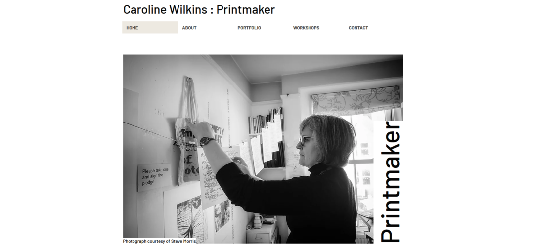 Caroline Wilkins Printmaker Website Screeneshot