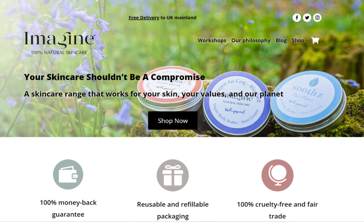 Imagine skincare website by HeHa web design screenshot