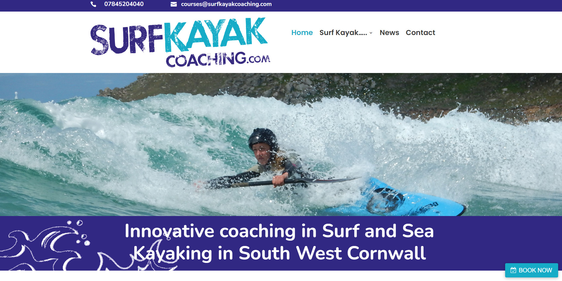 Suf Kayak Coaching website by HeHa web design screenshot